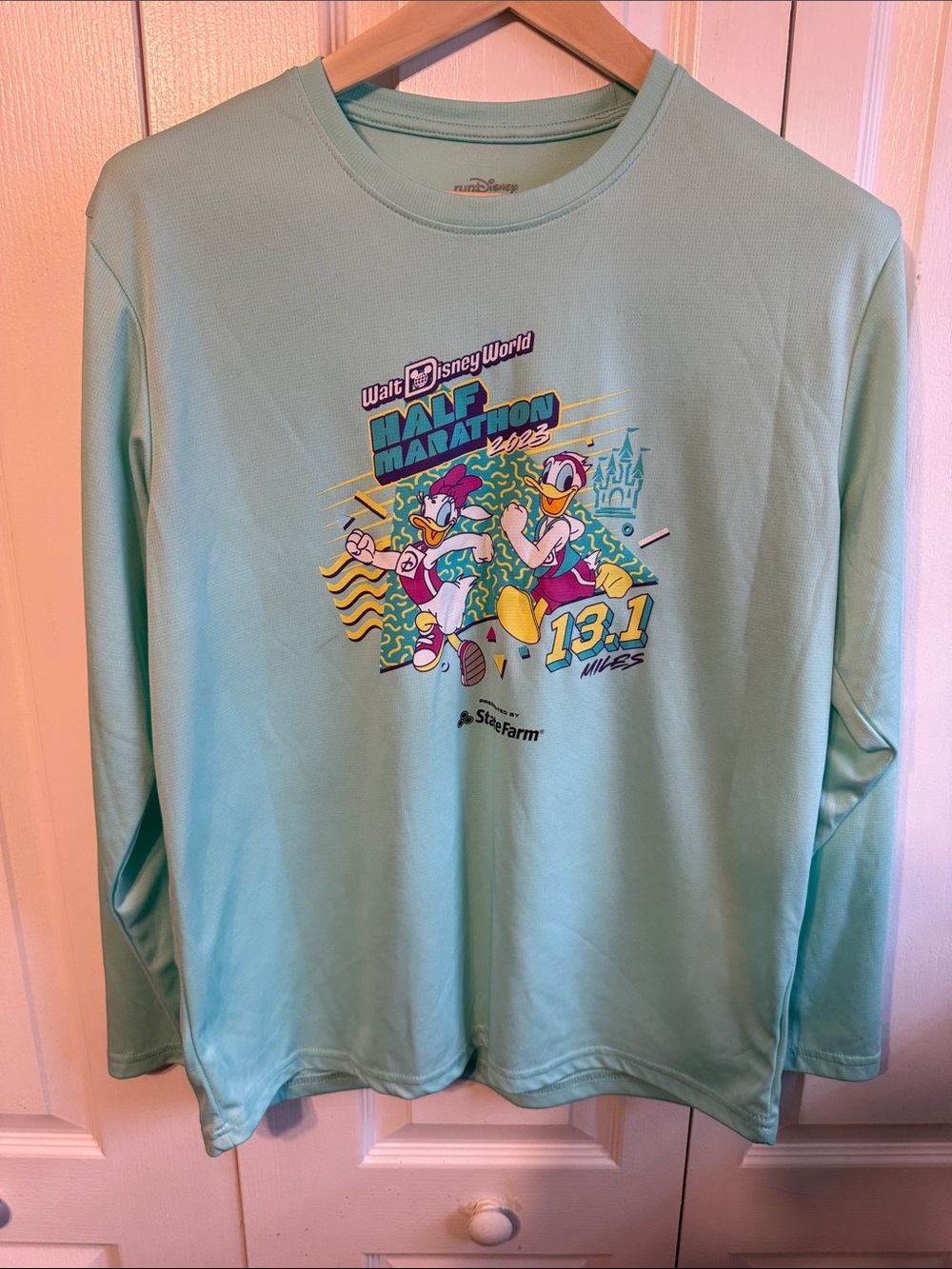 Disney Aqua Blue Long Sleeve Walt Disney World Half Marathon Shirt